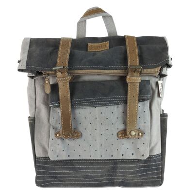 Sunsa backpack. Large backpack made of stone wash canvas, black/grey