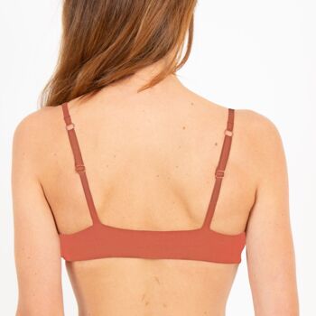 Soutien-gorge triangle à volants coton bio et teinture végétale Terre de Sienne 2