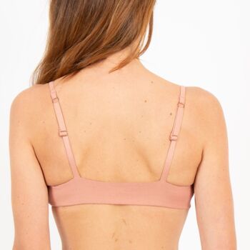 Soutien-gorge triangle à volants coton bio et teinture végétale Bois de rose 2