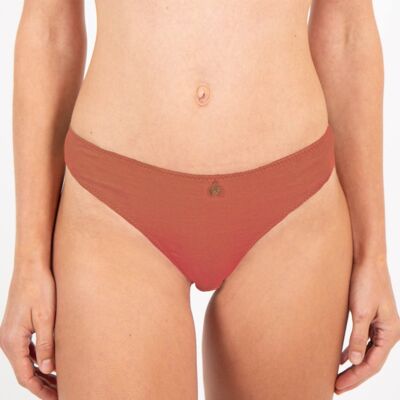 Organic cotton and plant-dyed thong Terre de Sienne