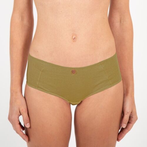 Shorty coton bio et teinture végétale Olive verte