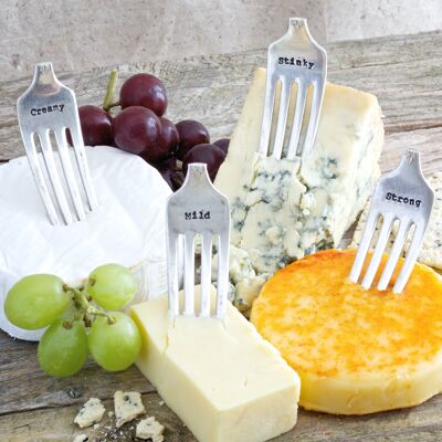 Set vintage placcato in argento di 4 forchette da formaggio