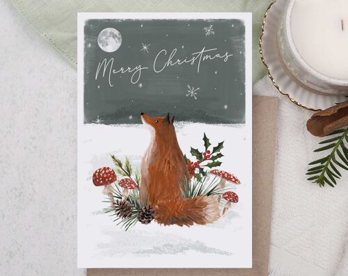 Christmas Card | Holiday Greeting Card | Fox in Snow