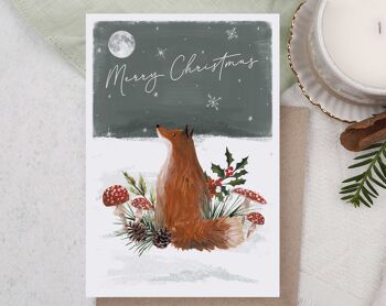 Carte de Noël | Carte de voeux de vacances | Renard dans la neige 1