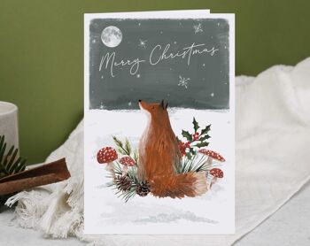 Carte de Noël | Carte de voeux de vacances | Renard dans la neige 2