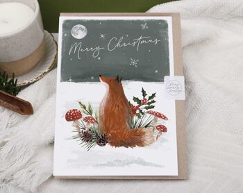Carte de Noël | Carte de voeux de vacances | Renard dans la neige 3