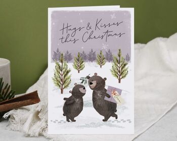 Carte de Noël | Carte de voeux de vacances | Câlins et bisous Ours 2
