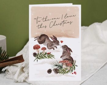 Carte de Noël | une carte de voeux de vacances d'amour d'I | Lapins 2