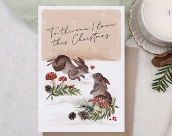 Carte de Noël | une carte de voeux de vacances d'amour d'I | Lapins 1