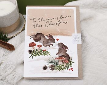 Carte de Noël | une carte de voeux de vacances d'amour d'I | Lapins 3