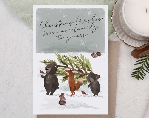 Christmas Wishes From Family | Holiday Card | Forest Animals