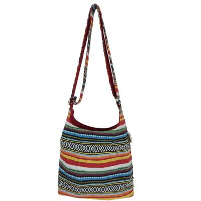 Sunsa hobo bag. Striped cotton shoulder bag. Vegan shoulder bag. Cross body bag