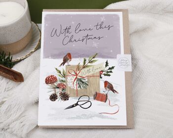 Carte de vacances | Robin avec amour ce Noël Carte de vœux 1