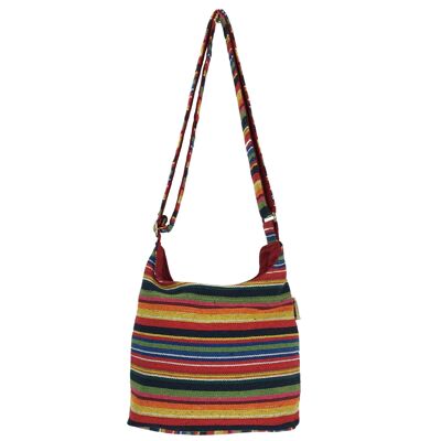 Sunsa hobo bag. Striped cotton shoulder bag. Vegan shoulder bag. Cross body bag