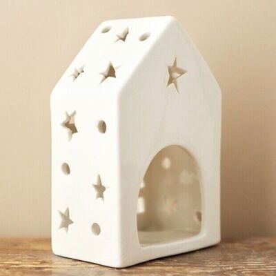 Ceramic Starry House Tealight Holder
