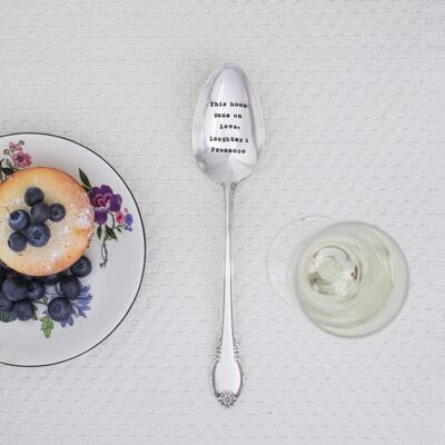Vintage Silver Plated Serving Spoon - This Home Runs On Love, Laughter & Prosecco