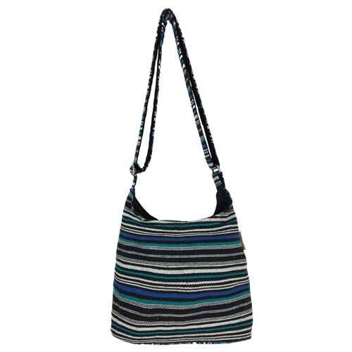 Sunsa Hobo Tasche. Gestreifte Baumwolle Umhängetasche. Vegane Schultertasche. Crossbody bag