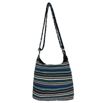 Sac hobo Sunsa. Sac à bandoulière en coton rayé. Sac à bandoulière végétalien. Sac bandoulière 1