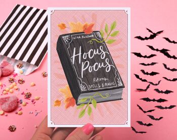 Carte Halloween | Sorcière du livre de sorts Hocus Pocus Carte de vœux 2