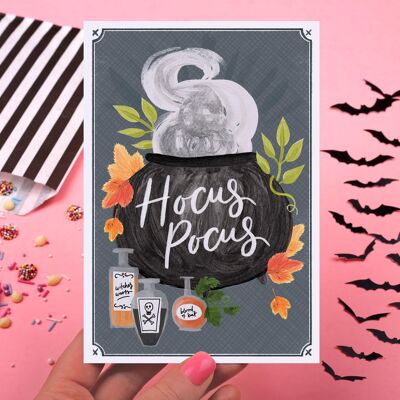 Halloween-Karte | Hocus Pocus trendige Hexen-Grußkarte