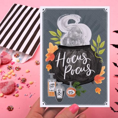 Carta di Halloween | Cartolina d'auguri alla moda della strega di Hocus Pocus