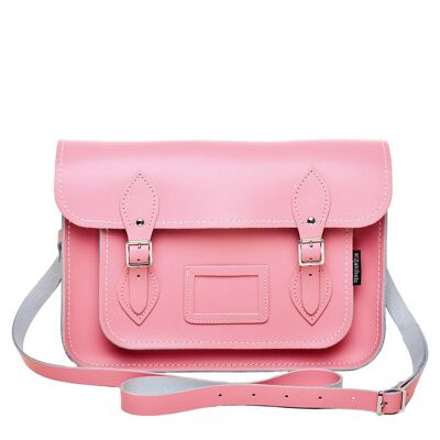 Handgemachte Ledertasche -Pastellrosa 13''