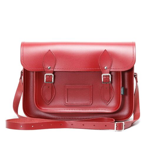 Handmade Leather Satchel - Red 13''