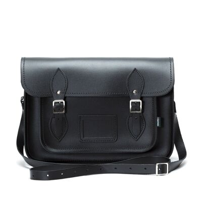 Handmade Leather Satchel - Black 13''