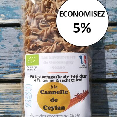 Organic Ceylon cinnamon pasta (durum wheat semolina). Economy format by 6