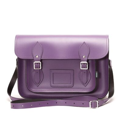 Handmade Leather Satchel - Purple 13''