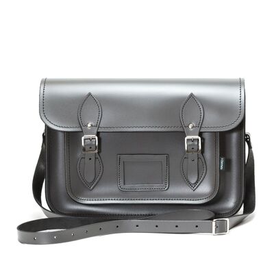 Handmade Leather Satchel - Graphite Grey 13''