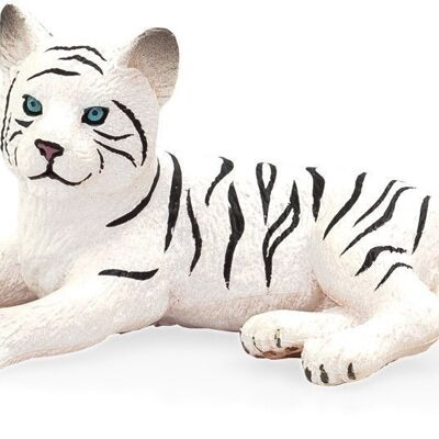 Cachorro de tigre blanco de Animal Planet acostado