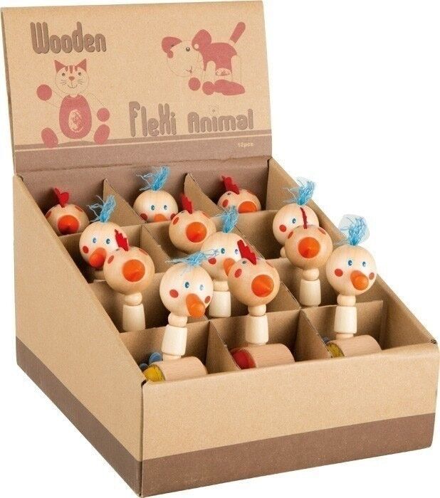 Mostra figure in legno gallo e gallina flessibili