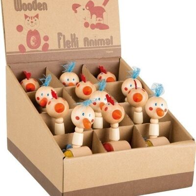 Display wooden figures rooster & hen flexible