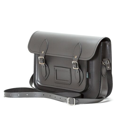 Handmade Leather Satchel - Graphite Grey 14.5''