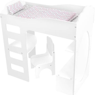 Doll loft bed with desk