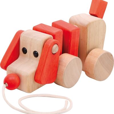 chien à tirer nature | Jouets à tirer et à pousser | Bois