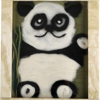 Wollbild Pandabär | Basteln | Holz