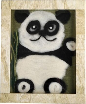 Ours panda photo en laine | Artisanat | Bois 1