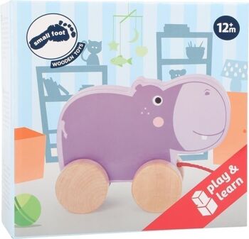 Pull hippopotame | Jouets à tirer et à pousser | Bois 3