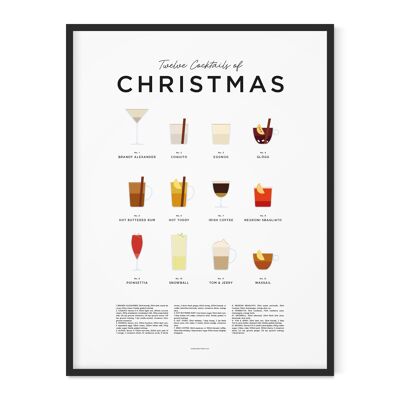 Twelve Cocktails Of Christmas Print - 30x40cm