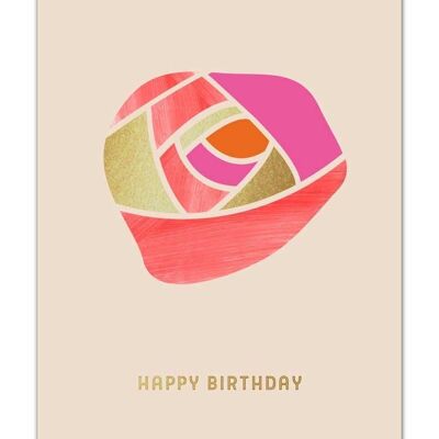 Postkarte Serie Goldstuff Rose Happy Birthday