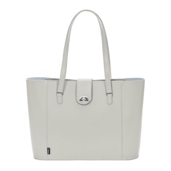 Shopper Twistlock en Cuir Fait Main - Gris Fantôme 4