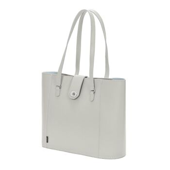 Shopper Twistlock en Cuir Fait Main - Gris Fantôme 2