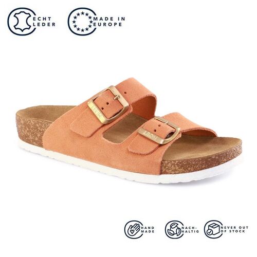 Hausschuh aus Leder Anna Orange Pantoffel / Clog / Sandale