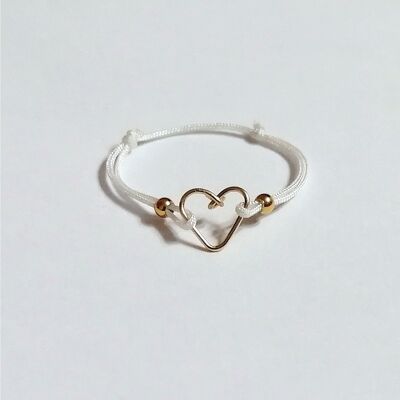 Bague cordon coeur blanc