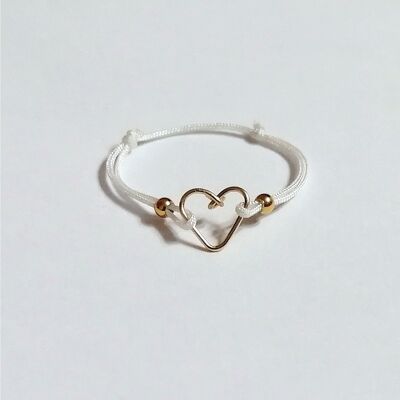White heart cord ring