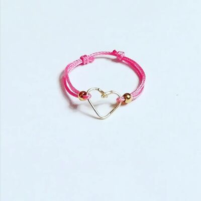 Bague cordon coeur rose