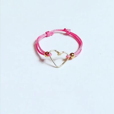 Pink heart cord ring