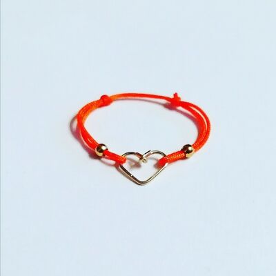 Anillo cordón corazón naranja